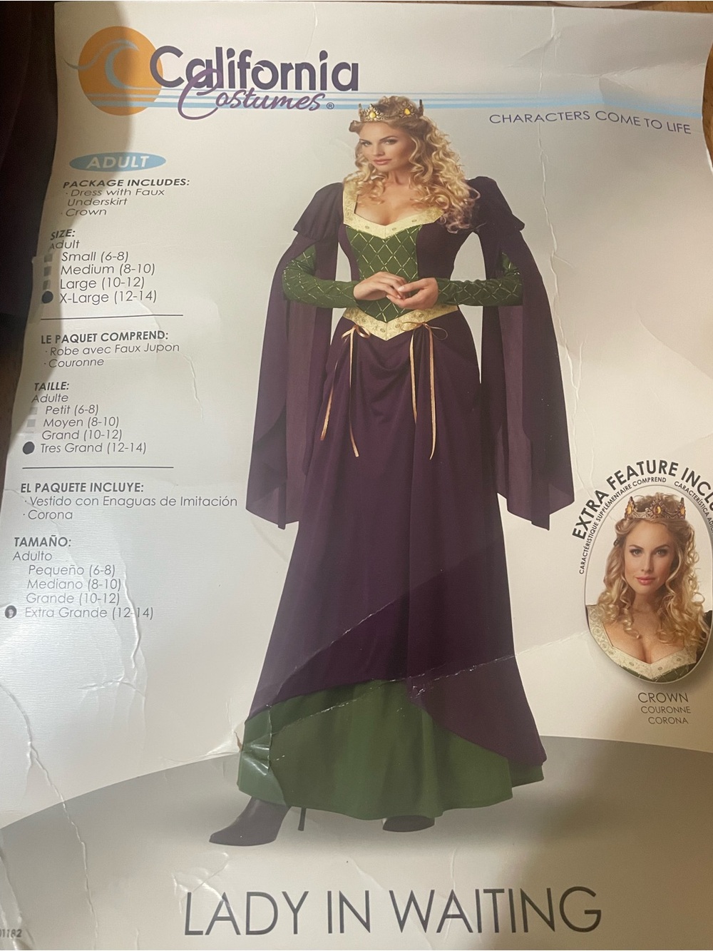 California Costumes Purple and Green Lady in Waiting Maxi Dress